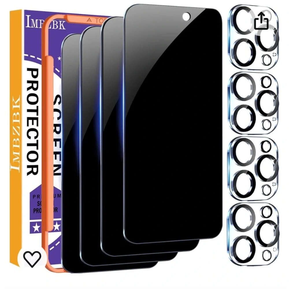 New 4 Pack Privacy Protector & Pack Lens Protector, True 25° Privacy Protection
